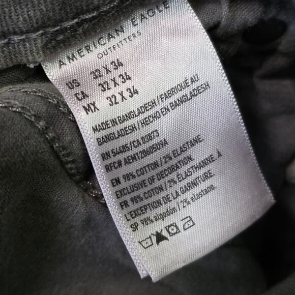 American Eagle Outfitters Skinny Jeans Men's 32x34 Gray Airflex+ Ripped - Picture 7 of 7